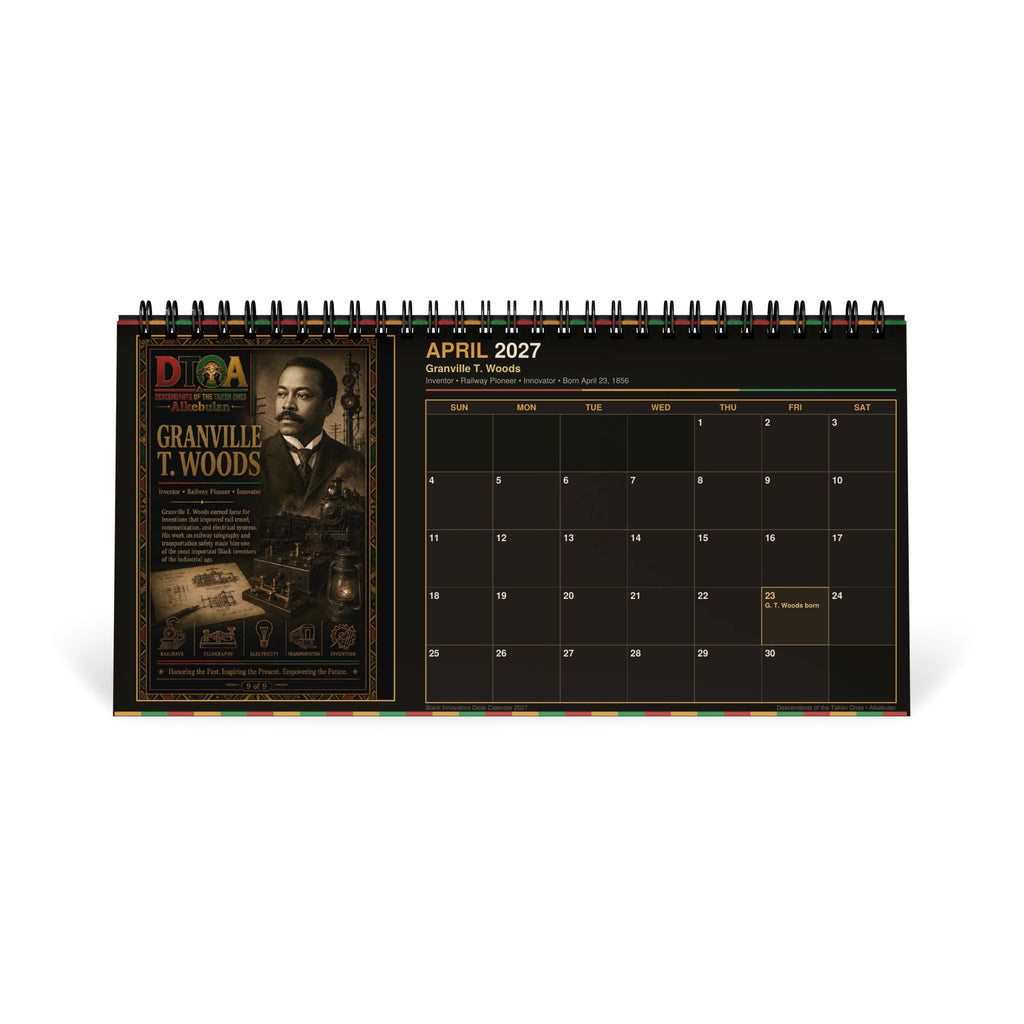 Black Innovators 2027 desktop calendar — honoring twelve pioneering Black inventors and scientists