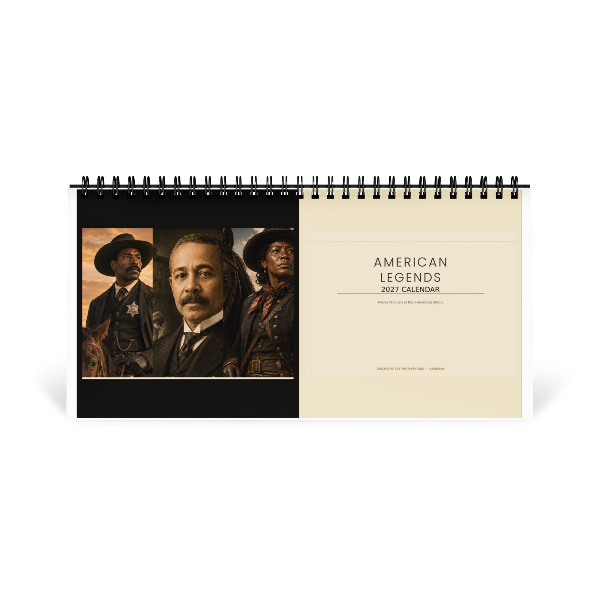 American Legends 2027 Black History desktop calendar — front cover featuring Bass Reeves and fellow American legends