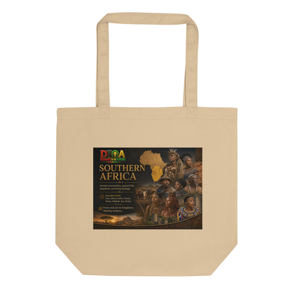 DTOA Classic all-over print tote bag — reverse side showing the all-over Descendants of the Taken Ones print
