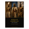 Kings of Alkebulan 2027 wall calendar, Black & Gold Edition — front cover with three African king portraits above a black and gold title panel