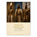 Kings of Alkebulan 2027 wall calendar, cream edition — front cover with three African king portraits above a cream title panel