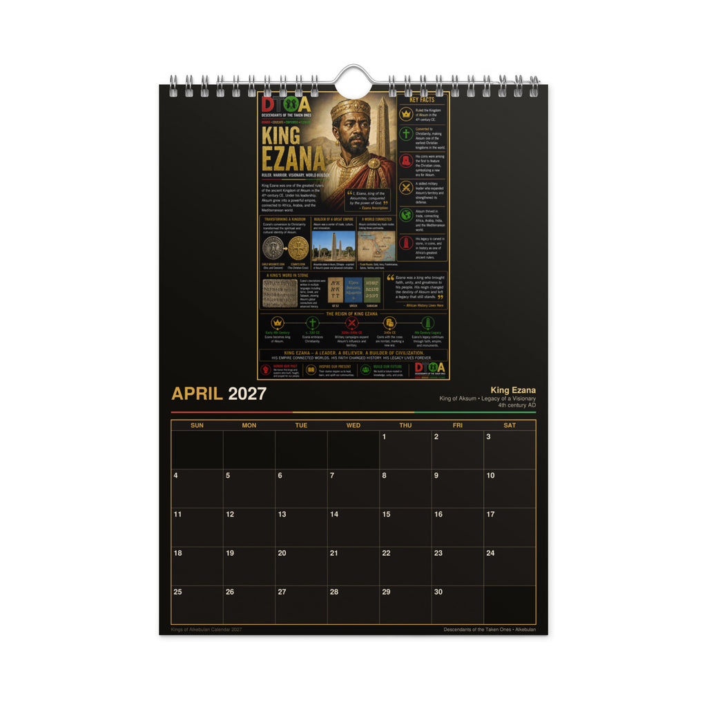Kings of Alkebulan 2027 wall calendar Black & Gold Edition — front cover