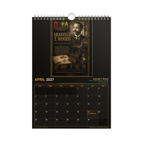 Black Innovators 2027 wall calendar — front cover with original DTOA portrait artwork