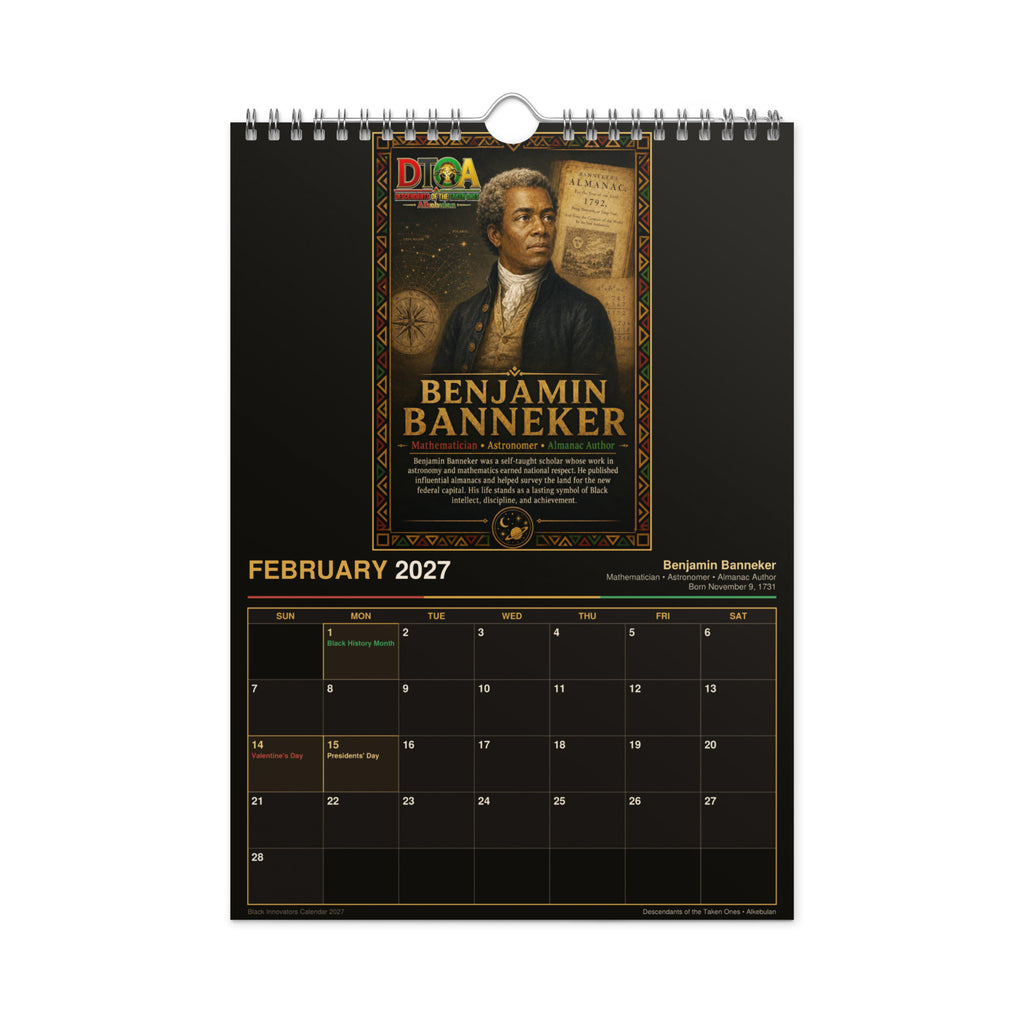 Black Innovators 2027 wall calendar — month page 5 featuring Black inventor portrait artwork