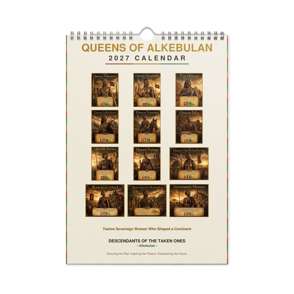 Queens of Alkebulan 2027 wall calendar — month page 3 featuring African queen portrait artwork