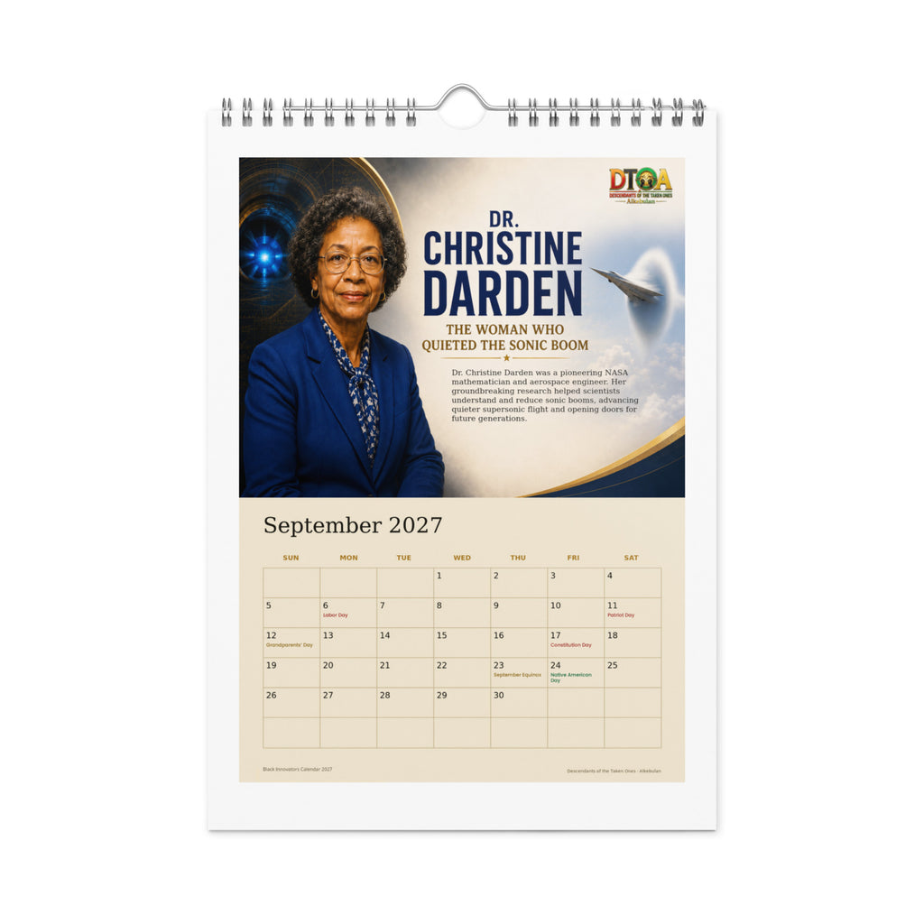 Black Innovators 2027 wall calendar — September page featuring Christine Darden, NASA aeronautical engineer