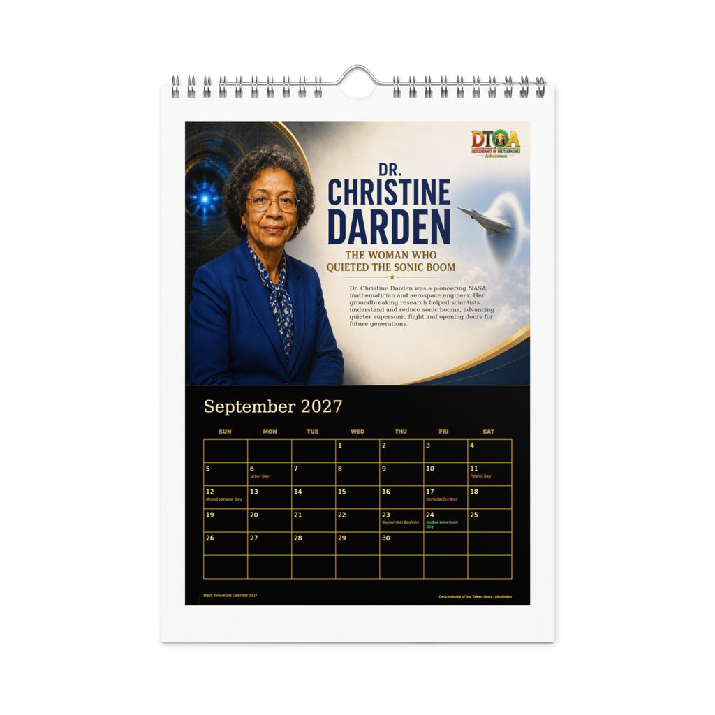 Black Innovators 2027 wall calendar, Black & Gold Edition — September page featuring Christine Darden, NASA aeronautical engineer